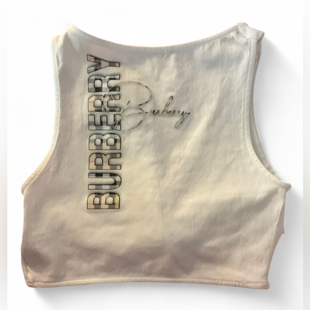 Burberry Cream White Logo Crop Top